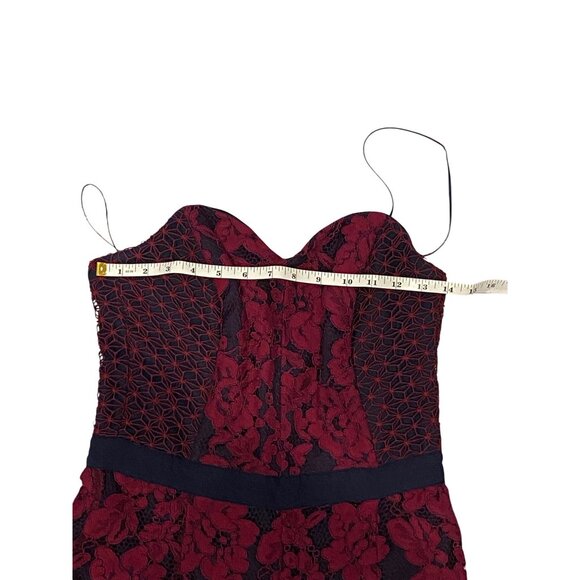 Strapless Jumpsuit Floral Lace Pattern Burgundy & Black - Picture 2 of 4
